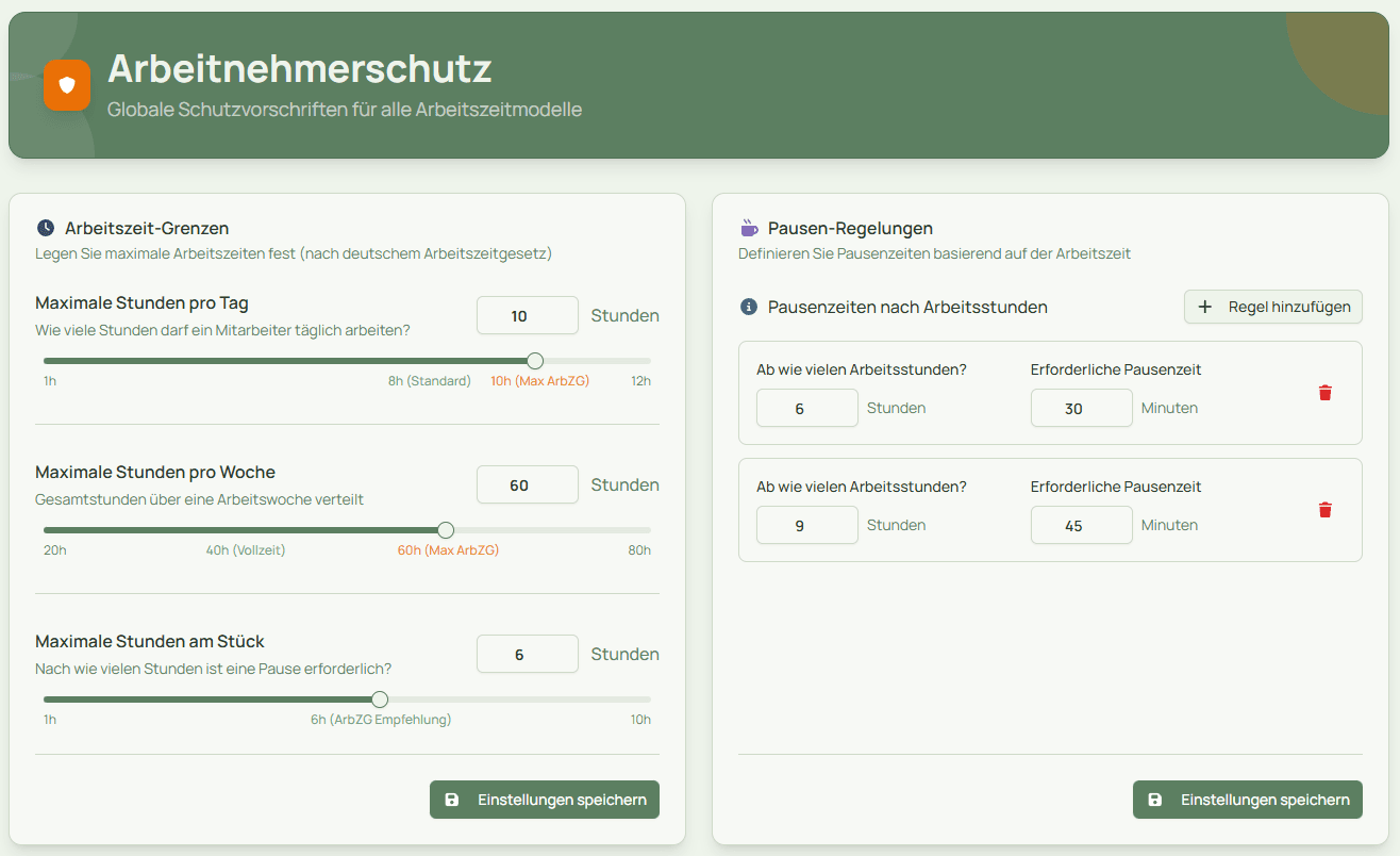 Arbeitnehmerschutz-Dashboard