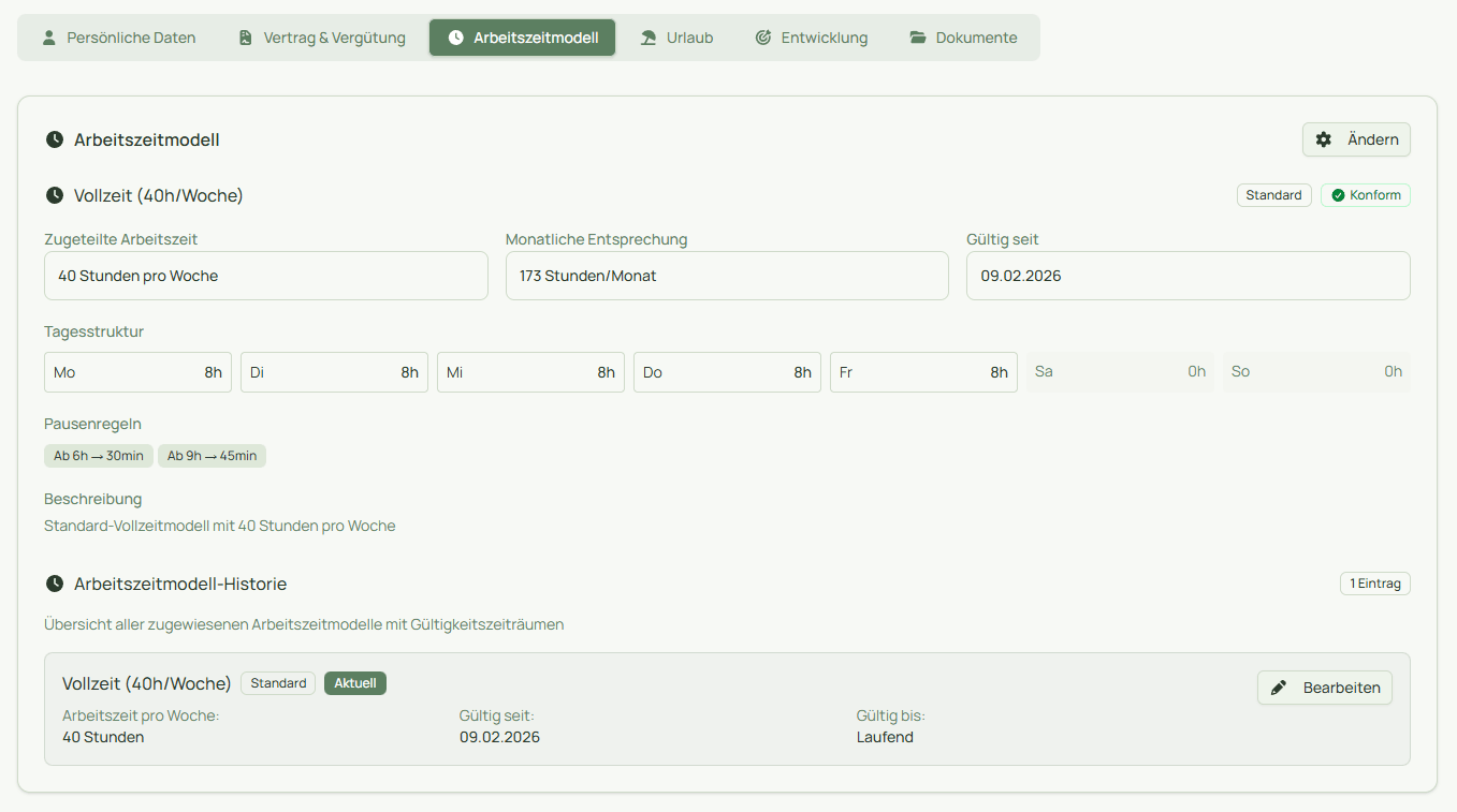 Arbeitszeitmodell-Editor