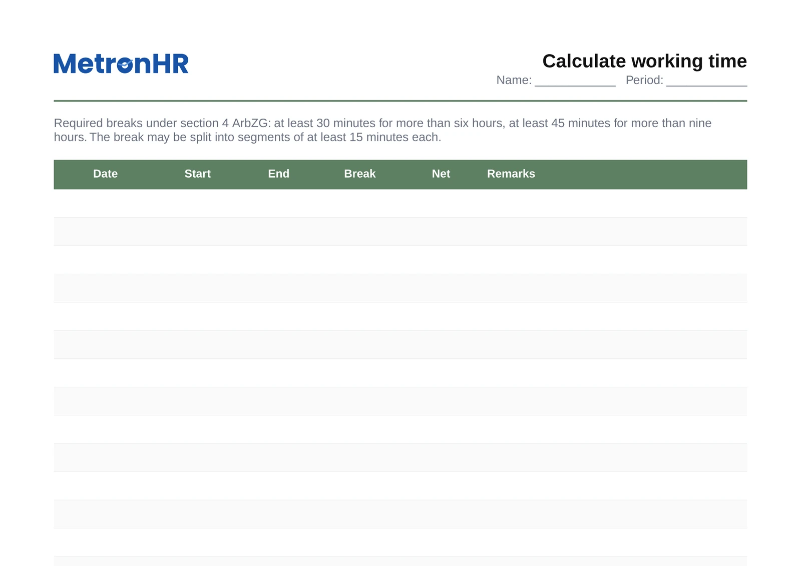 Preview: Calculate working time with a break check